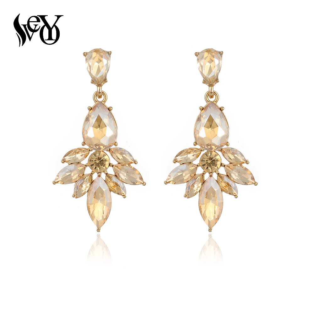 VEYO Trendy Fashion Shiny Crystal Water Drop Earrings  Pendant Statement Dangle Earrings Jewelry For Wedding