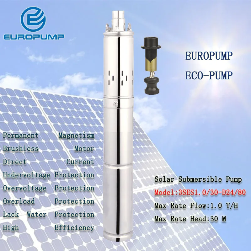 

best irrigation screw water pump, Model(3SES1.0/30-D24/80) DC24V 1000L/H stainless steel pump,dc solar submersible pump for sale