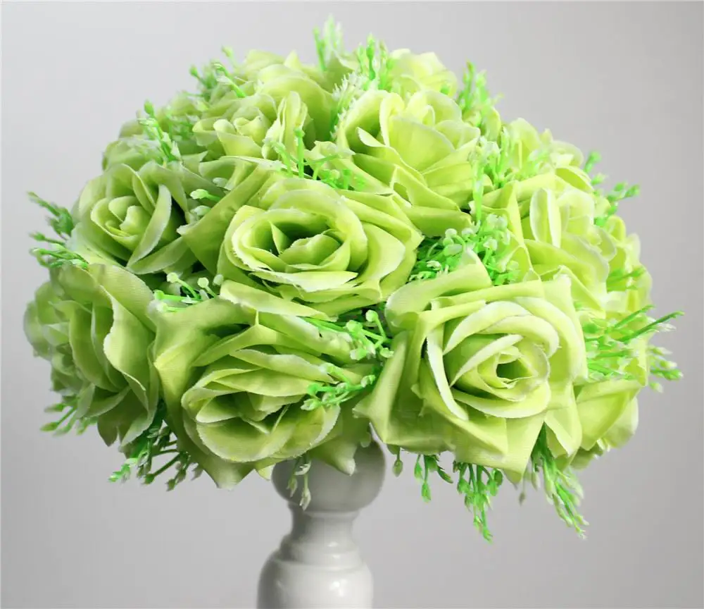 

SPR Free shipping Bride holding -green-15cm*10pcs wedding kissing flower ball party decoraion Hotel Arcade ornaments