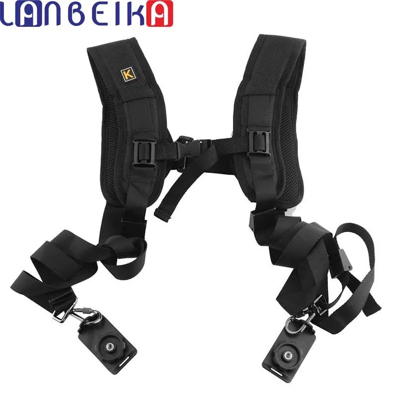 Double Dual Camera Shoulder Strap Quick Rapid Sling Camera Belt Adjustment for Canon Nikon Sony 2 Cameras Digital DSLR Strap