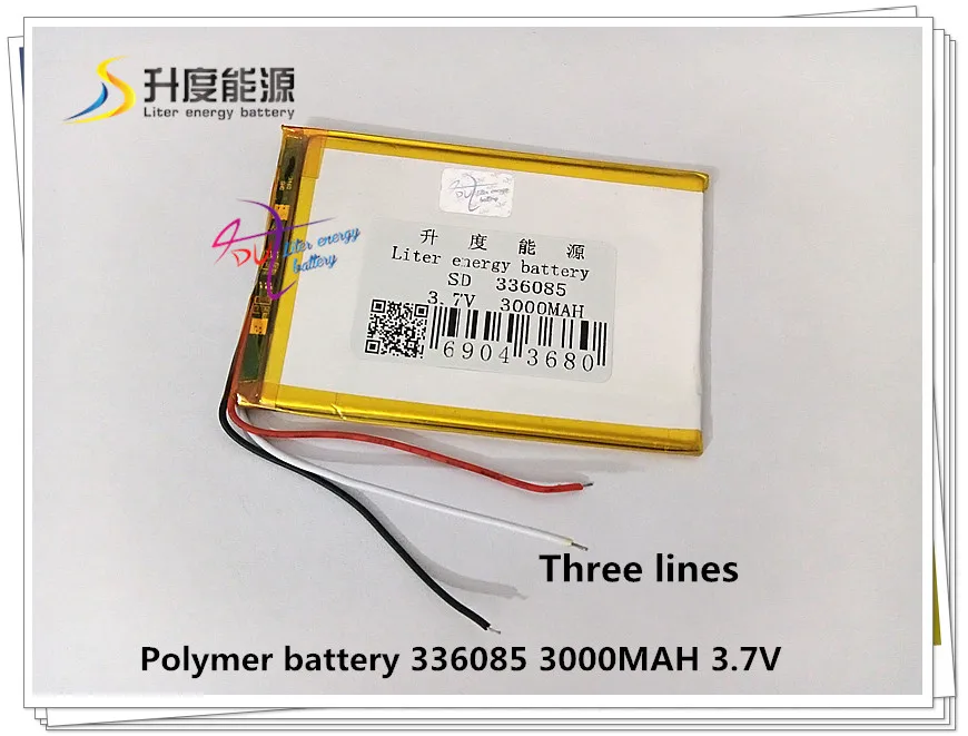 3 line3.7V 3000mAH 336085 Polymer lithium ion / Li-ion battery for tablet pc cell phone MOBILE POWER BANK MP4