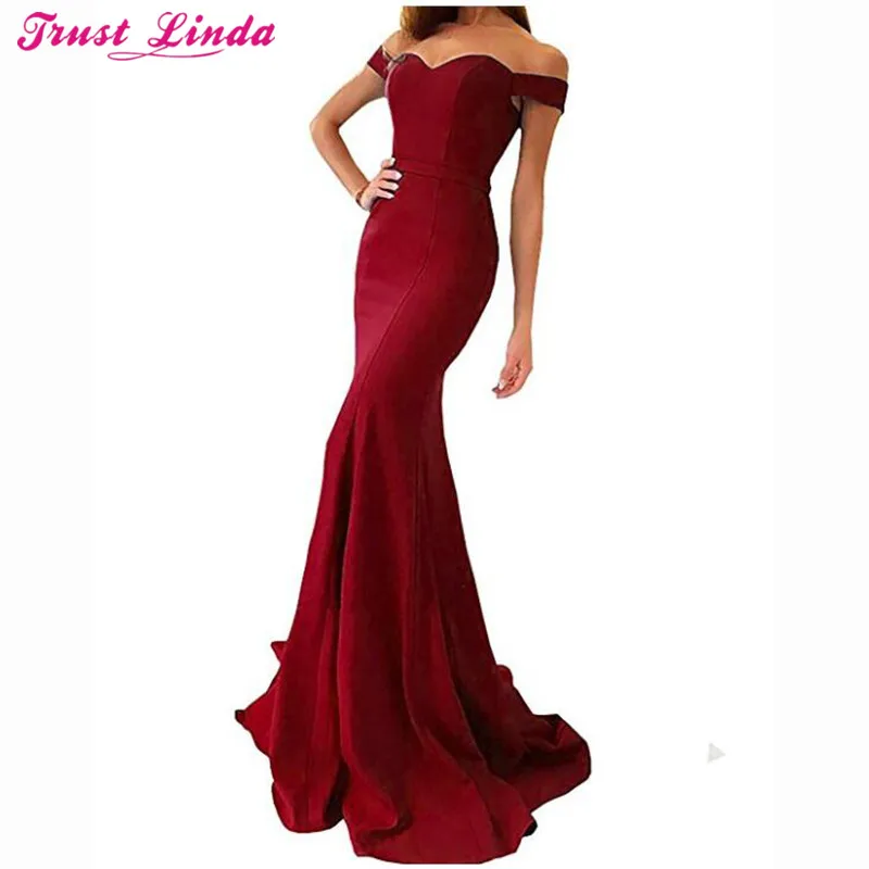 

Sexy Sweetheart Cap Sleeve Burgundy Mermaid Bridesmaid Dresses Simple Long Prom Dress