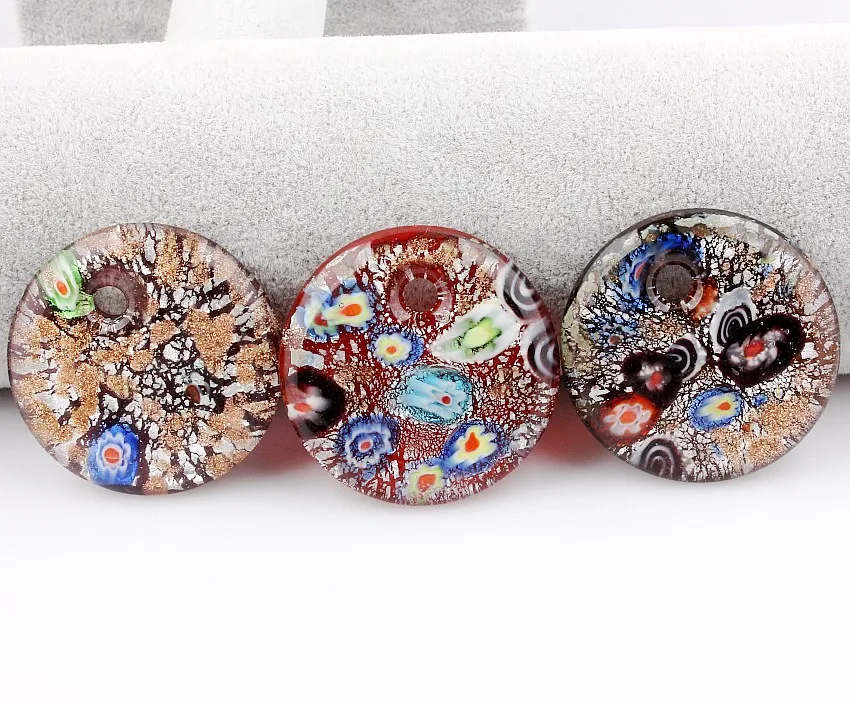 Fashion Beauty Wholesale 6pcs Handmade Murano Lampwork Glass Mixed Colorful Drop Foil Millefiori Pendants Charms Jewelry