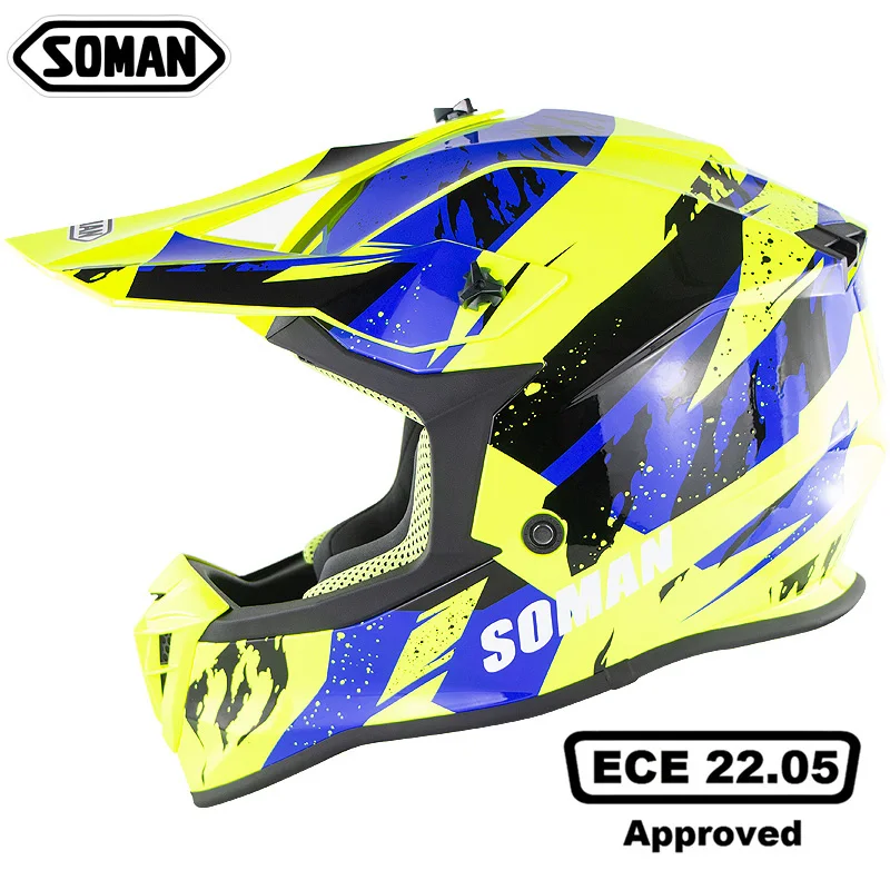 

SOMAN Motorcycle Helmet Mens Off-road Full Face Helmet Motocross Adventure Downhill DH Racing Casco Moto Helmet ECE Approved