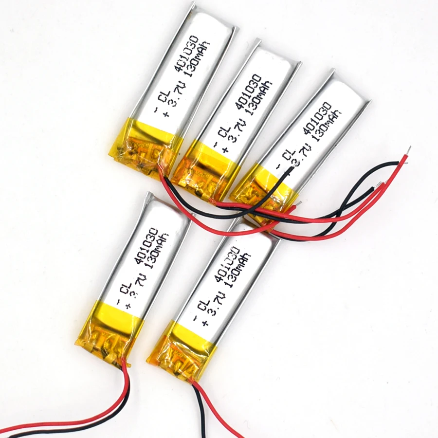 5PCS 3.7V 130 mAh 401030 Li-Polymer Rechargeable Battery Li Po ion for GPS Bluetooth MP3 MP4 041030