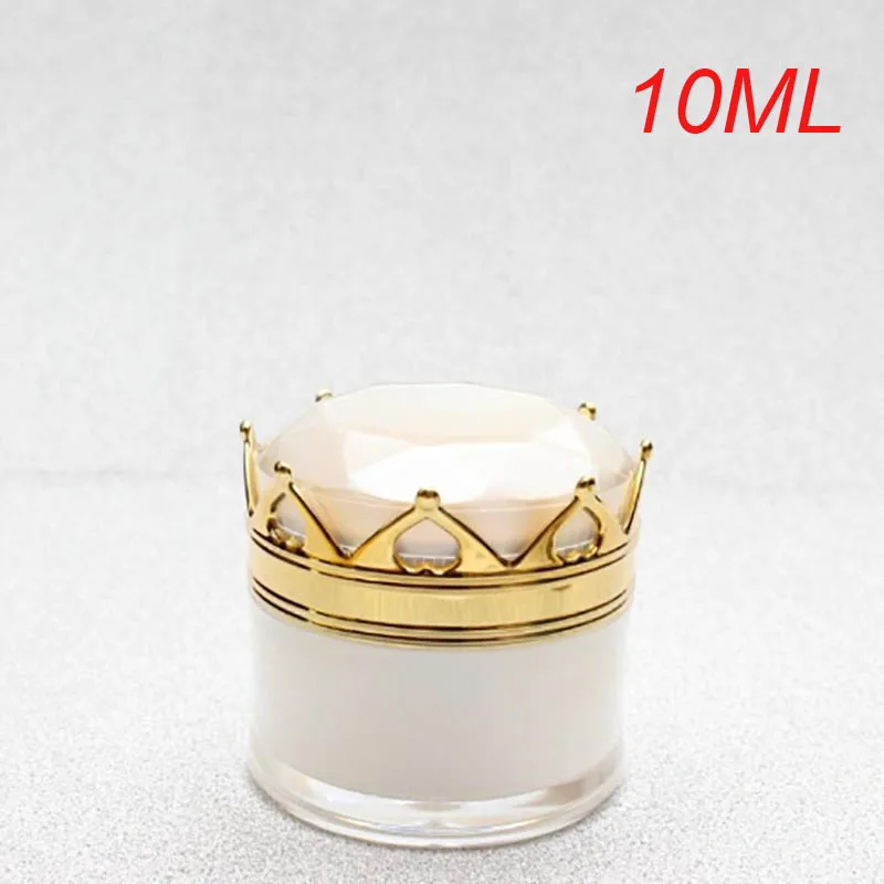 

10ml pearl white crown shape acrylic jar, plastic cream jar for eye cream, essence gel moisturizer night cream cosmetic jar