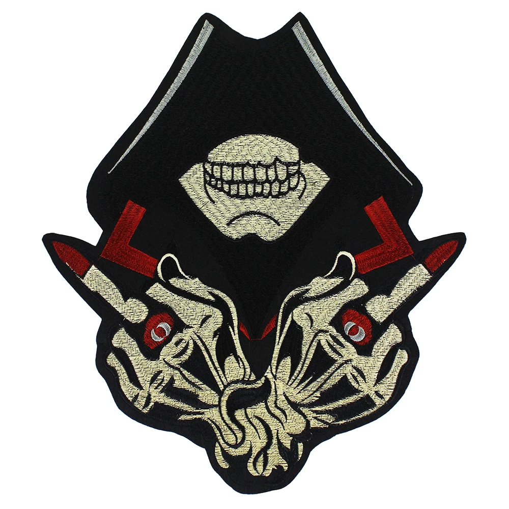 Embroidery Clown Masked Skull Fingers Patches Motorcycle Biker Stickers Iron on DIY Clothing Bags Decoration Badge 1pc TH1662