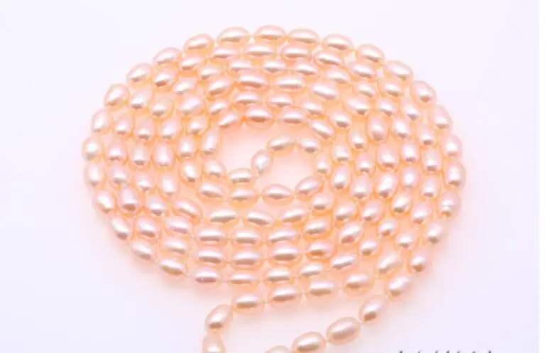 

50inch 127cm new natural 6x7mm pink oval round freshwater pearl long necklace Jewelry gift