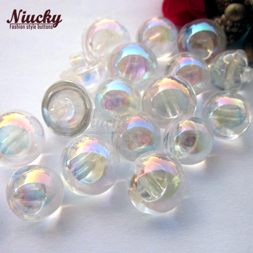 Niucky 10mm / 11mm AB Color Transparent Crystal Acrylic Ball Buttons for Wedding Sewing Craft Decorative Accessories A0301-014