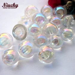 Niucky 10mm/11mm AB colore trasparente sfera di cristallo acrilico pulsanti per la cerimonia nuziale del mestiere di cucito accessori decorativi A0301-014