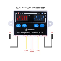 Kt99デュアルデジタルサーモスタット,温度コントローラー,50〜120 °c,12v,24v,110v,220v