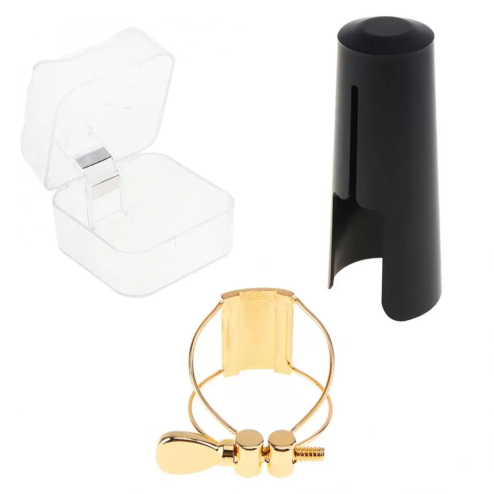 

Gold-plated Metal Ligature Tenor Sax Mouthpiece Clip with Plastic Cap for Tenor Saxophone