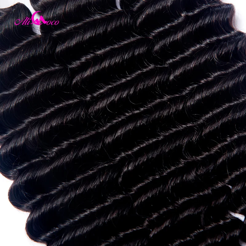 Ali Coco Indian Deep Wave Hair Bundles And Deal 8-30 Inch 100% Human Hair Weave 1/3/4 Bundles Natural Color Remy Hair Bundles