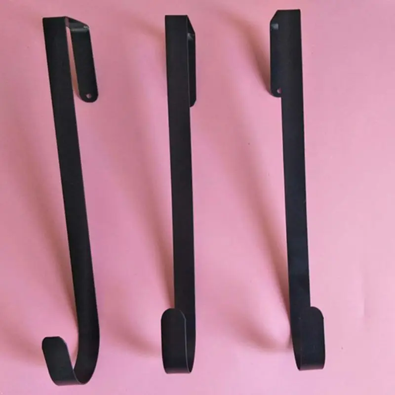 2pcs Door Iron Hook Hangers Removable Storage Rack For Christmas Wreath Coat Bag Hat Robe