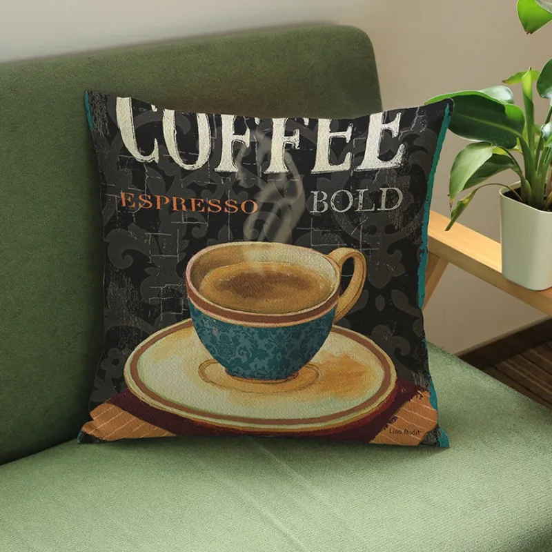 Modern Black Color Coffee Collection Coffee latte cuppuccino espresso Home Decoration Sofa Cushions Cover  Coffee shop Decorativ