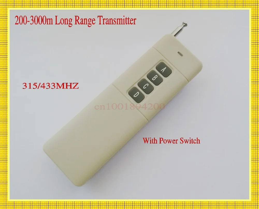 3000m Remote Control 4 Button Transmitter Long Range Distance Remote Transmitter Big Button 315/433 TX