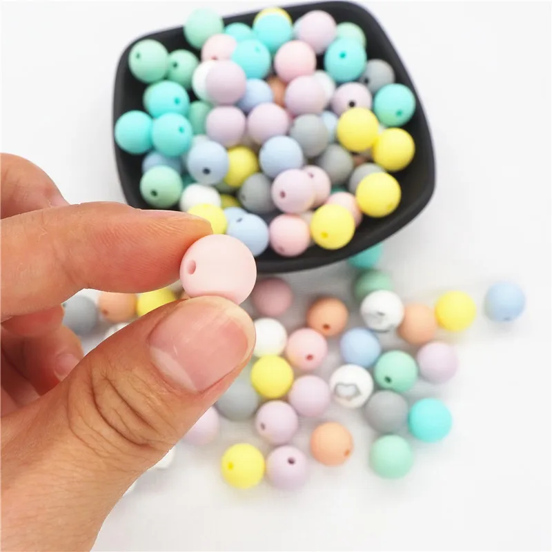 Chengkai 100pcs 12mm Silicone Teether Beads DIY Baby Pacifier Dummy Chain Nursing Sensory Jewelry Toy Making Beads Accessories