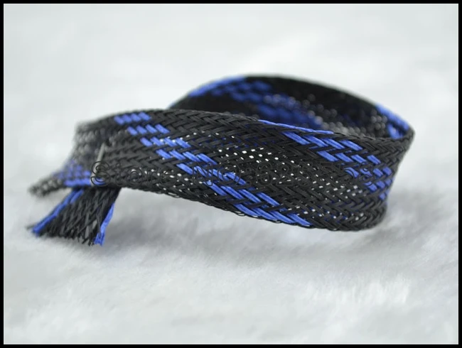 5M 16MM Nylon Hülse Schwarz & blau Nylon Mesh Geflechtschläuche