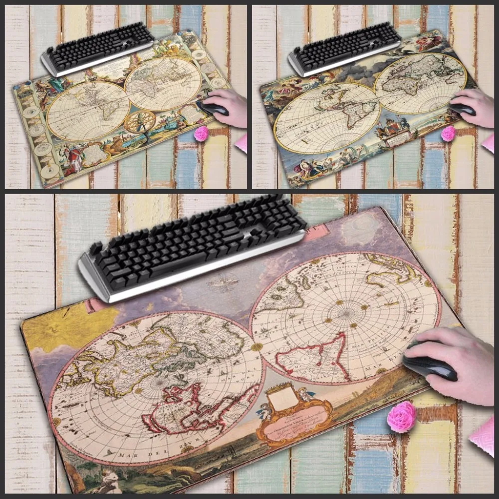 

Mairuig Old World Map Large Gaming Mouse Pad Lockedge Mouse Mat Keyboard Pad Desk Mat Table Mat Gamer Mousepad for Laptop