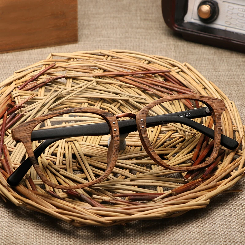 Men Women Myopia Glasses Wooden Frame with Clear Lenses Brand Design Eyeglass