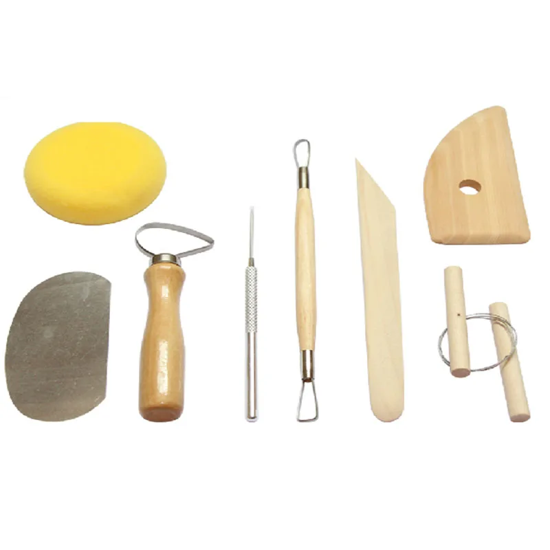 

8 PCS/SET Pottery Tools Set Clay Ceramics Molding Tools Stainless Steel Wood Sponge Tool Set