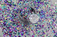 AL781-142 de colores holográficos, formas hexagonales de purpurina para decoración de uñas y bricolaje, mezcla de colores holográficos