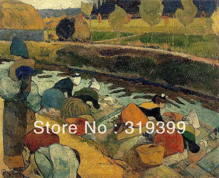 

Картина маслом Paul Gauguin, картина на льняном холсте, Washerwomen at Pont-Aven, бесплатная доставка, музейное качество, ручная работа 100%