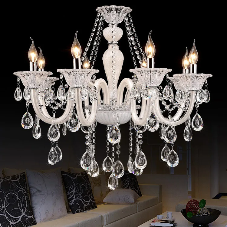 White Chandelier Crystal European Model Luxury Crystal White Modern Crystal Chandelier Lighting Chandelier for bedroom