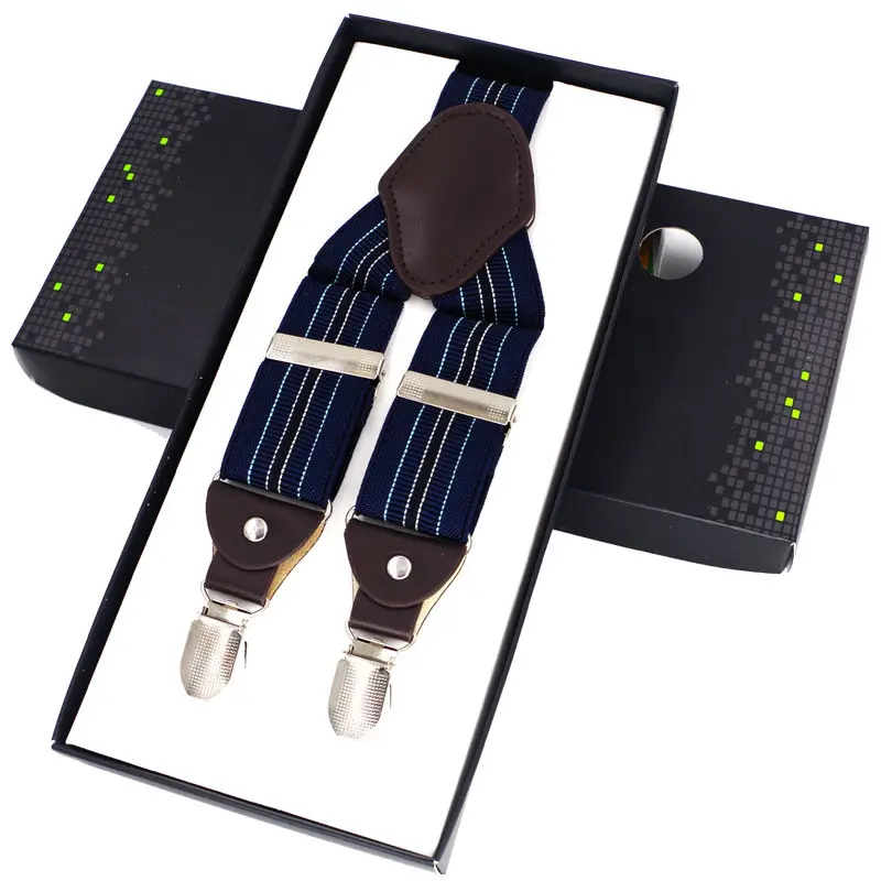 Thời trang Treo Da Người Đàn Ông của Niềng Răng Chỉnh 4 clips Suspenders Quần dây đeo suspensorio niềng răng irantes hombre bretelles