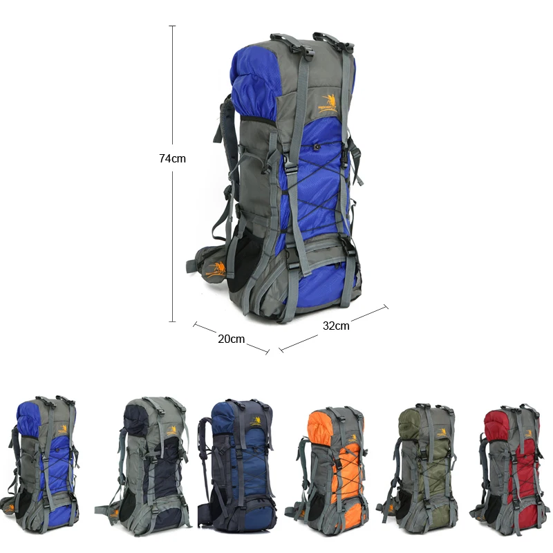 Hot 60L Nylon Oxford Climbing Hiking Backpack Waterproof Quality Camping Mountaineering Backpacks  Men Women Outdoor Sports Bags