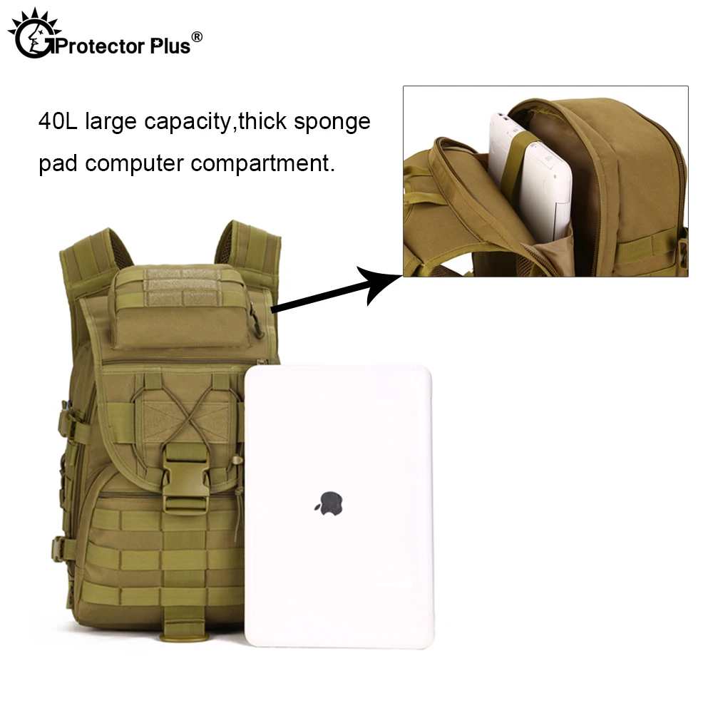 PROTECTOR PLUS 40L Zaino tattico X7 impermeabile per il tempo libero Borse per il movimento del pesce spada Borsa Molle per computer da viaggio all'aperto