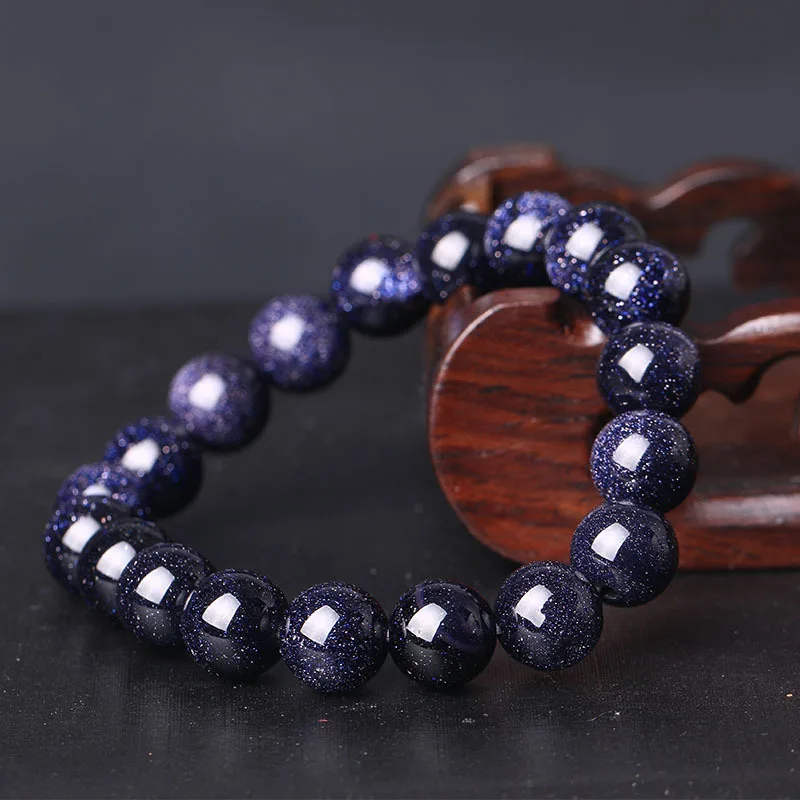 Fashion Vintage Natural Blue Sandstone Bracelet for Men and Women Lover Gift Jewelry 4-6-8-10-12-14-16mm Beads Bracelet & Bangle