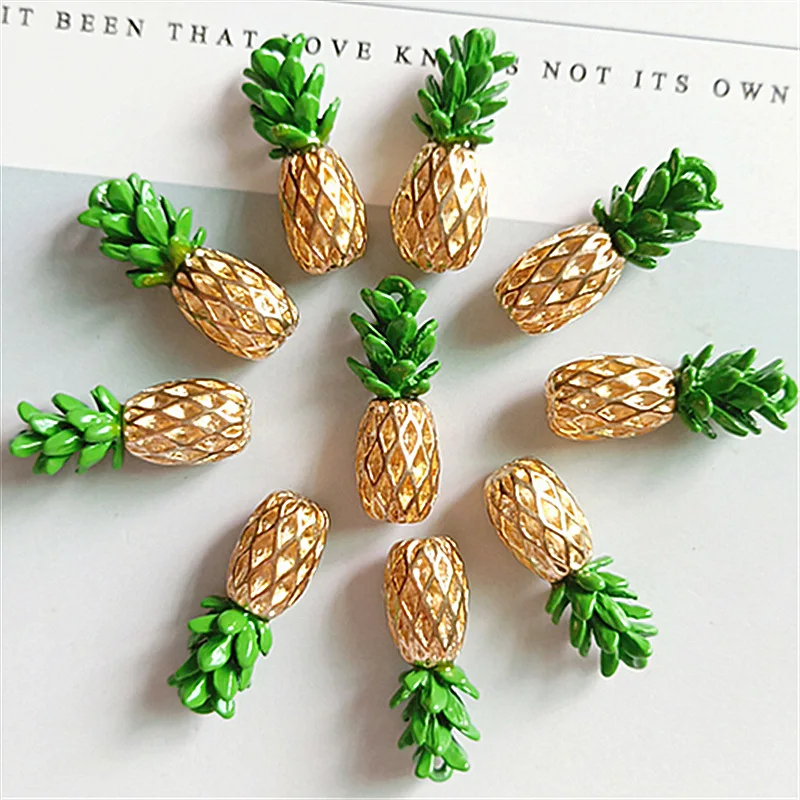 10pcs/lot New Alloy Small Pineapple Buttons Ornaments Jewelry Earrings Choker Hair DIY Jewelry Accessories Handmade