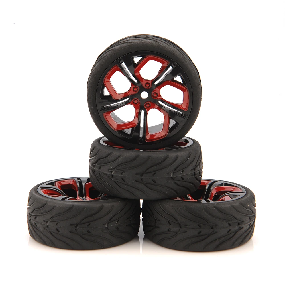 4X RC 1:10 12mm Hex Tires and Wheel Rim fit Hex HPI HSP Racing On Road Car P8NKR Accessories