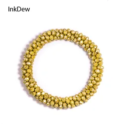 INKDEW New Trendy Beads Bracelets Elastic Handmade Strand Bracelets for Women Gift Multicolor Bangles Fashion Jewelry BR001