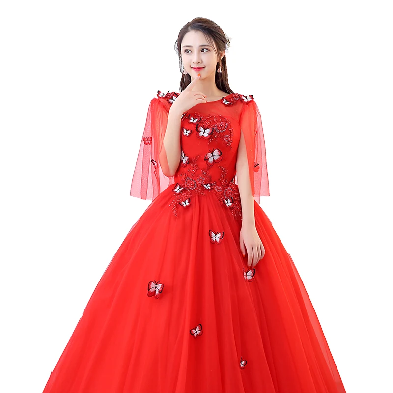 

Freeship red butterfly ball gown court medieval dress renaissance Gown queen Victorian/Marie/drama/ball gown