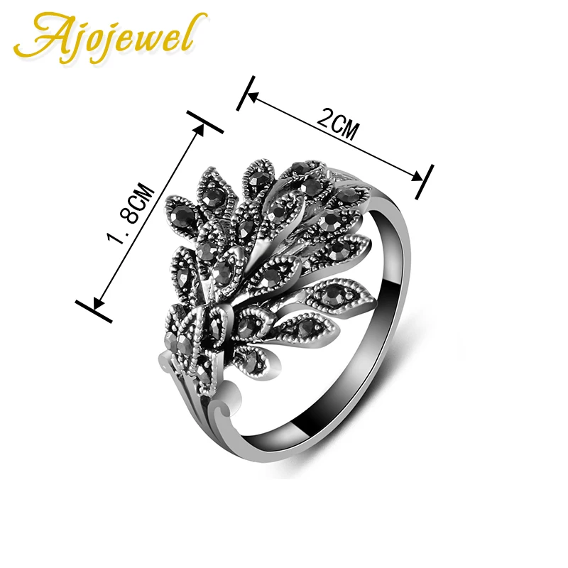 Ajojewel Vintage Phoenix Rings For Women Red/Green/Black CZ Animal Jewelry Bijoux Cute Gift