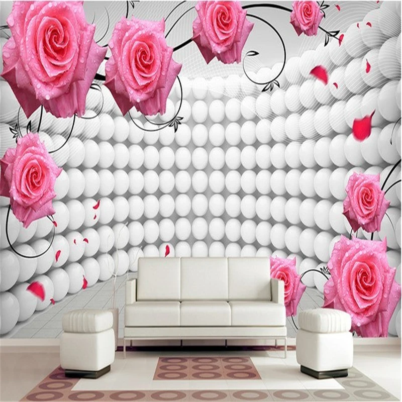 

beibehang custom mural silk cloth 3d room wallpaper 3 d ball rose petals of TV setting wall paper photo wallpaper for walls 3d