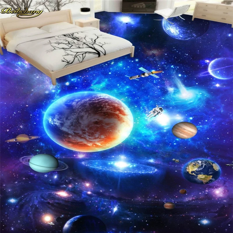 

beibehang Custom Photo 3D Floor Painting Wallpaper Sky Galaxy Cosmic 3D Floor papel de parede