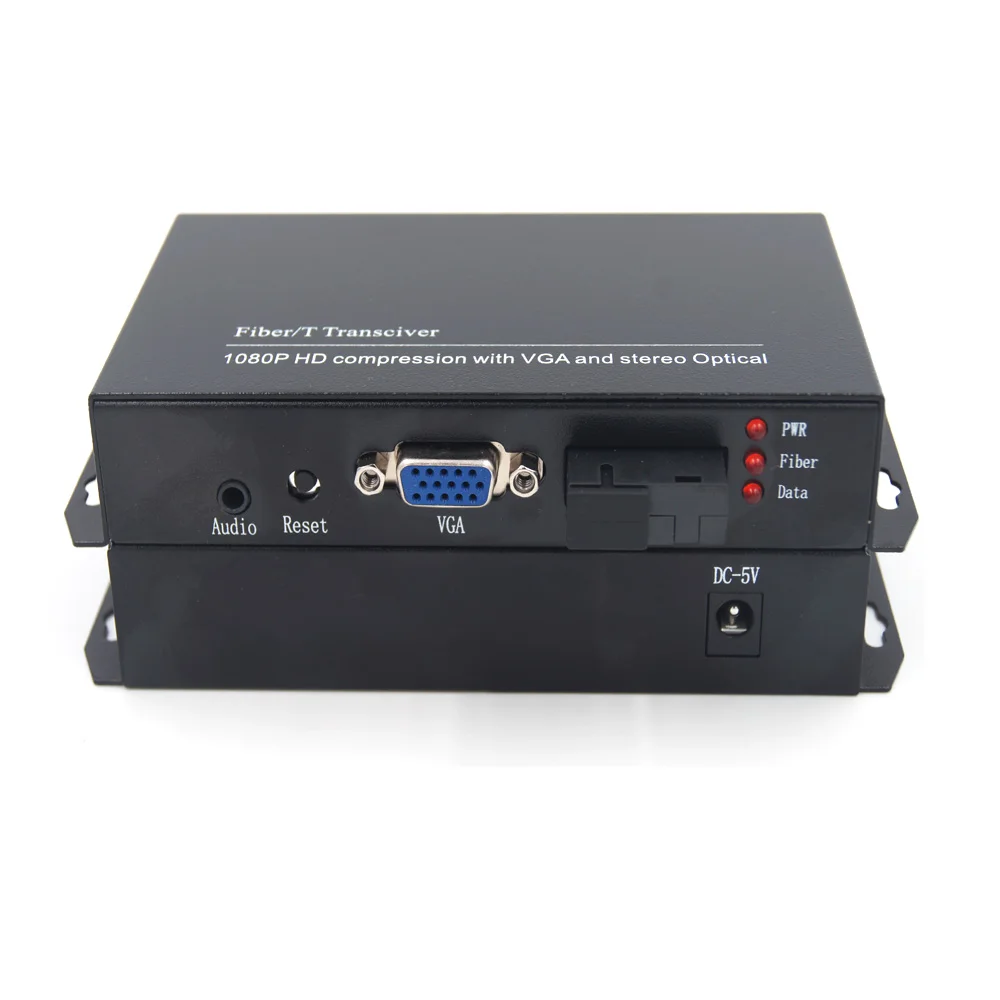 

High Quality VGA Extender Optical fiber converters with Stereo 3.5mm Audio 1080P, SC optical port, Singlemode fiber up to 20Km