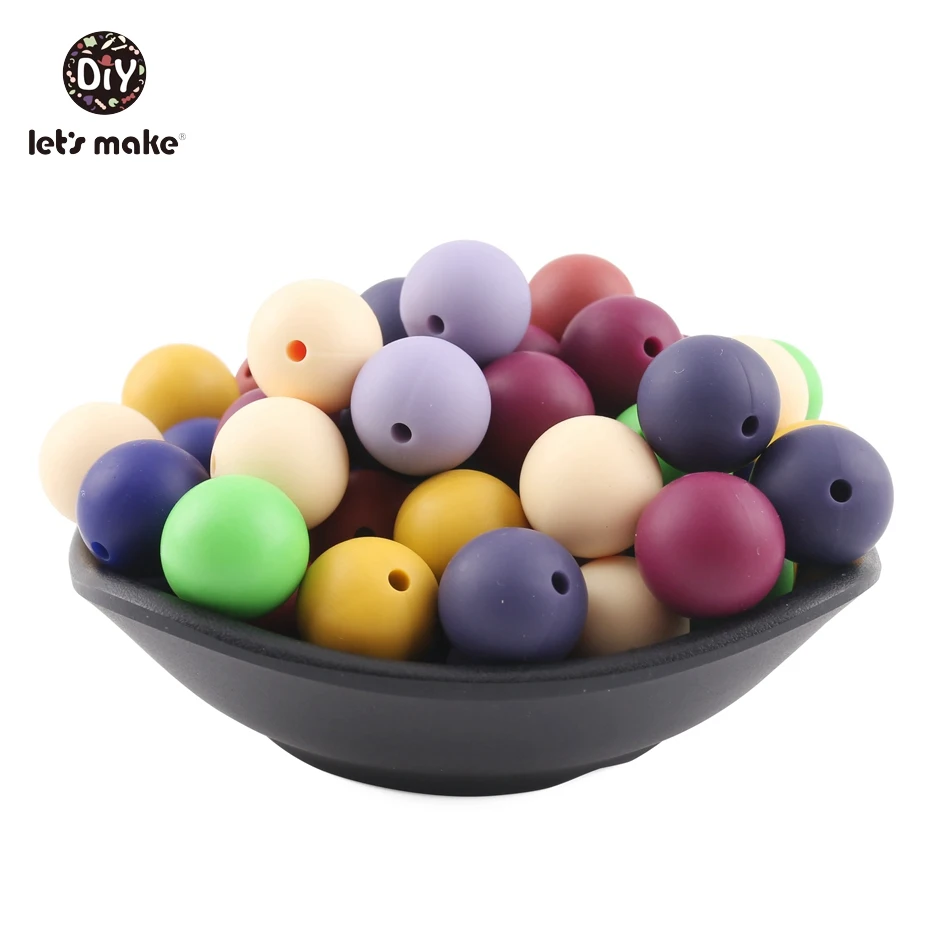 

Let's Make 50pc 12mm 15mm Silicone Baby Teether Beads High Quality BPA Free DIY Making Jewelry Necklace Beads Nursing Pendant