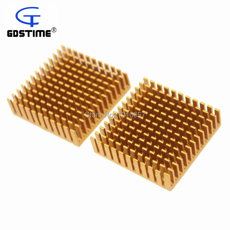 

100pieces lot 40x40x11mm Thermal Adhesive Pad Gold Extrude Aluminium Heatsinks Radiator