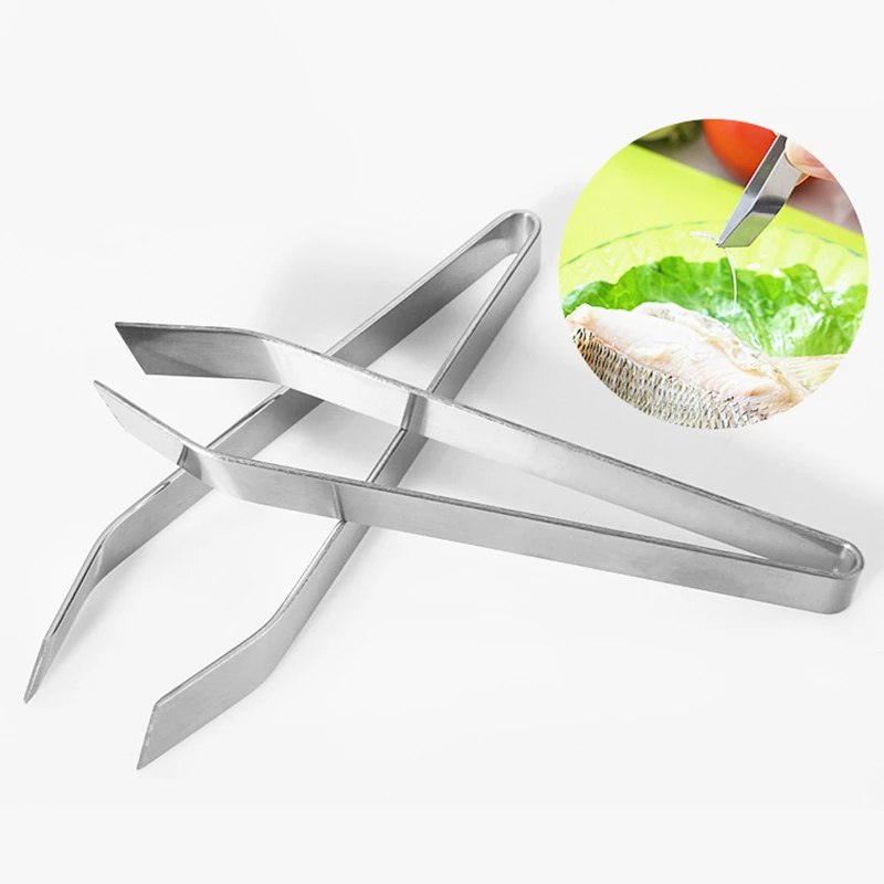 

1Pc Tweezers For Fish Stainless Steel Fish Bone Remover Pliers Pincer Puller Tweezer Tongs Pick-Up Utensils Kitchen Seafood Tool