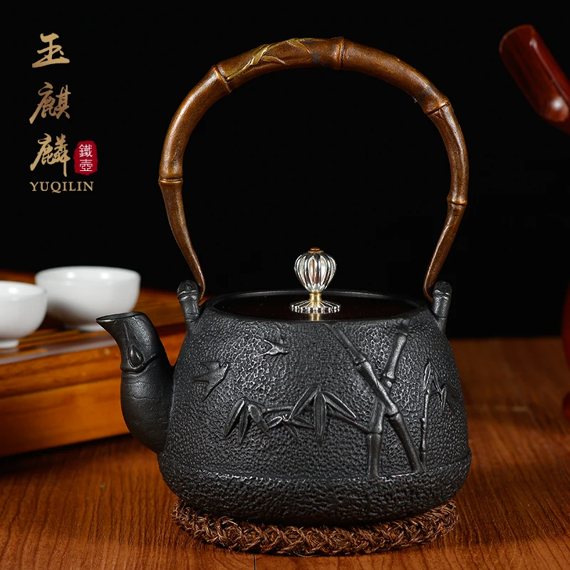 

1L High Temperature Oxidation Uncoated Cast Iron Handicrafts Teapot Kung Fu Tea Set Boil Kettle