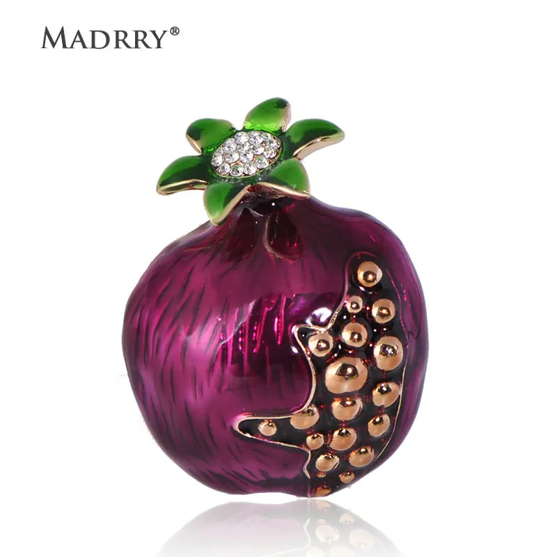 Madrry Delicate Pomegranate Brooch Plant Enamel Pins Women Female Coat Windbreaker Pullover Corsage Prom Activity Ornaments Gift