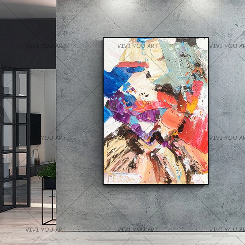 Large Wall Art Hand-painted High Quality Palette Knife Contemporary Abstract Oil Painting Handmade Abstract Art Picture Painting