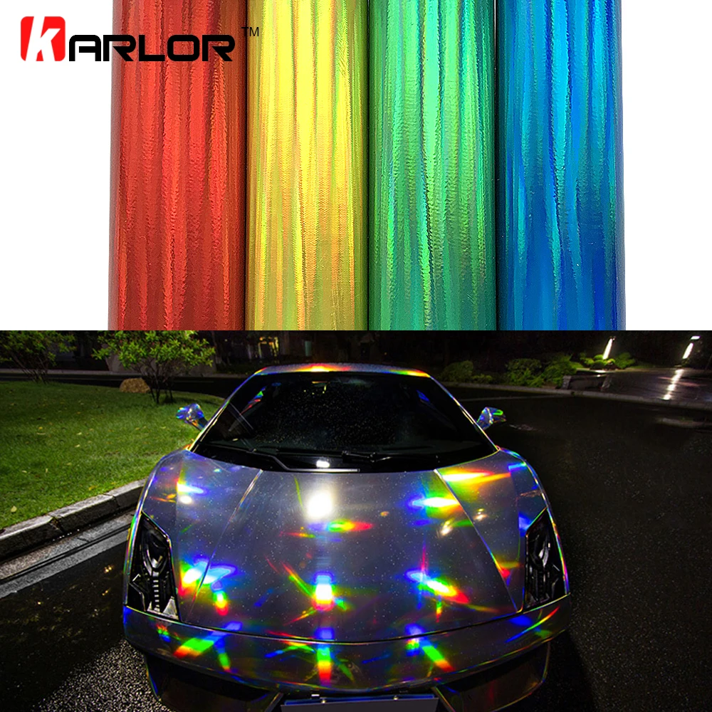 

Car Stickers 2m/5m/20m*152cm/Roll Holographic Chrome Vinyl Holo Film Laser Plating Car Wrap Sticker Sheet With Air Bubble Free