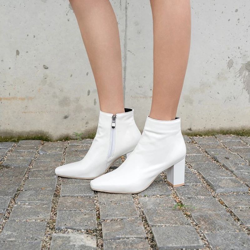 BLXQPYT Big Size 34-47 Ankle boots for women Fashion High Heels 7cm short winter Autumn Party Wedding Shoes Pumps Shoes 991