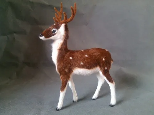 simulation sika deer model toy plastic&fur male deer 25x18cm hard model,decoration birthday gift t343