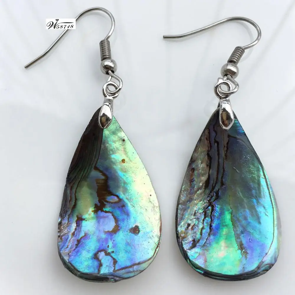 Fashion Jewelry New Zealand Abalone Shell Beads Dangle Earrings 1Pair WFH635